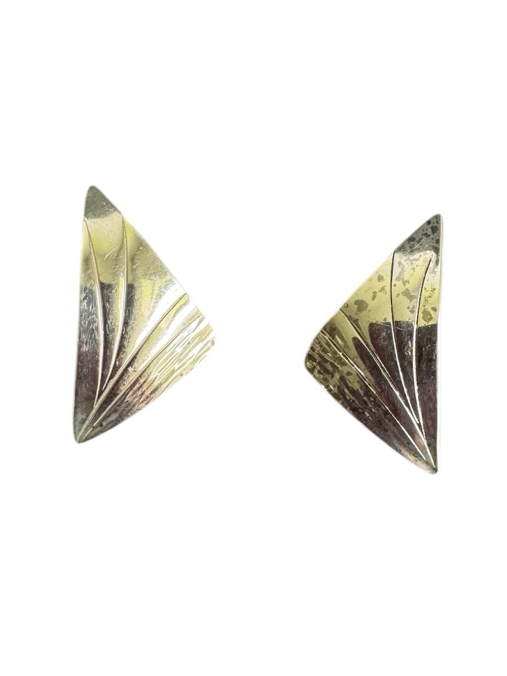 Vintage Sterling Silver‎ Fan Earrings 80s 925 Stud